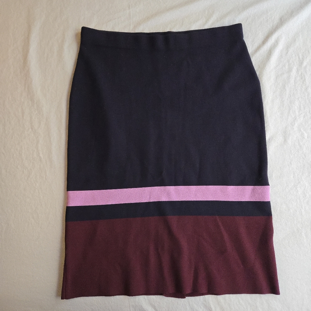 Ann Taylor Colorblock Navy Purple Knit Pencil Skirt